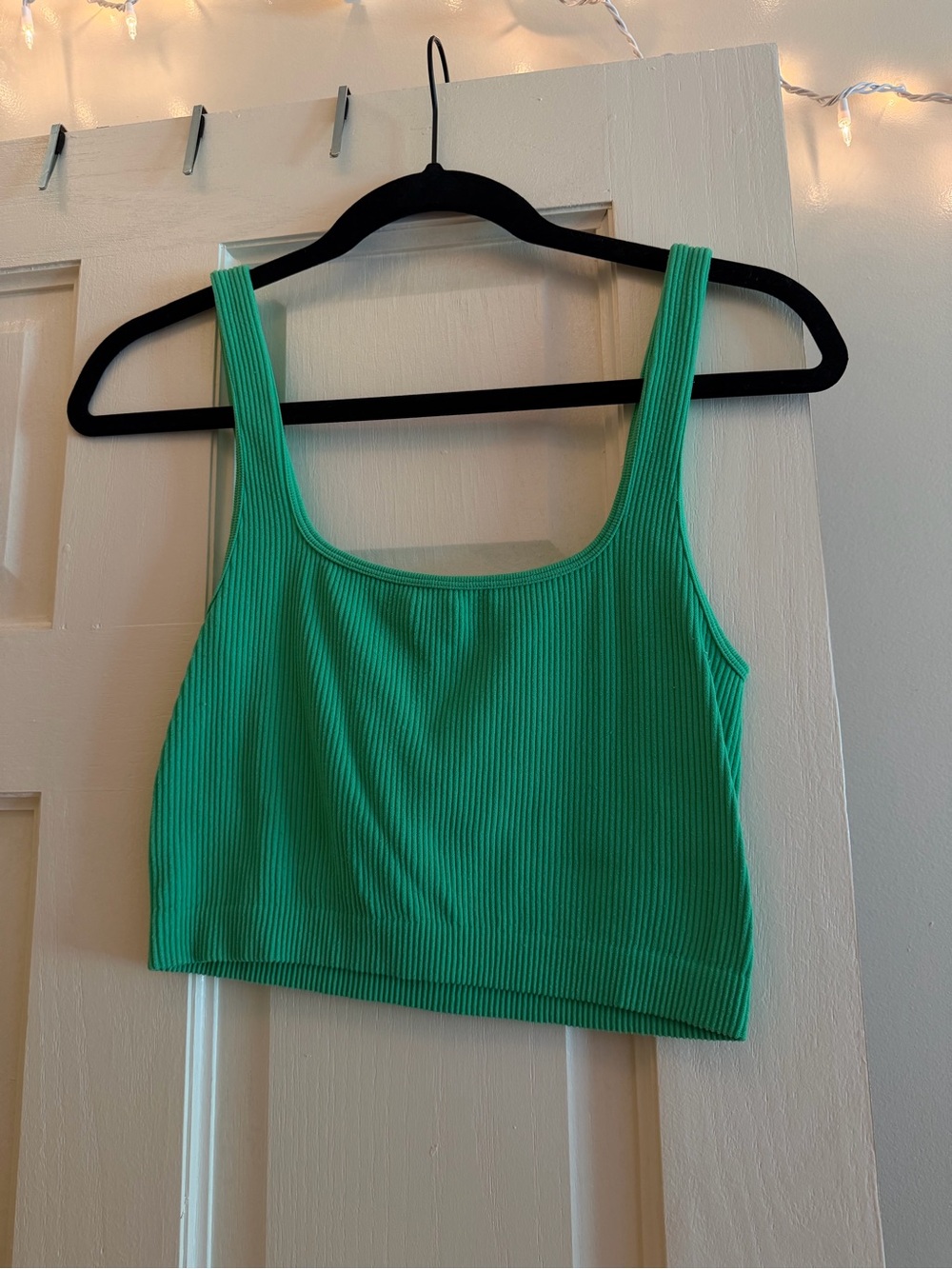 Zara Ribbed Emerald Green Crop Tank